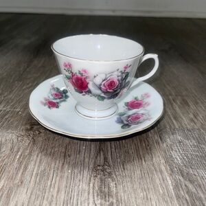 Youg Sheng Chinese Porcelain "Roses" Teacup & Saucer